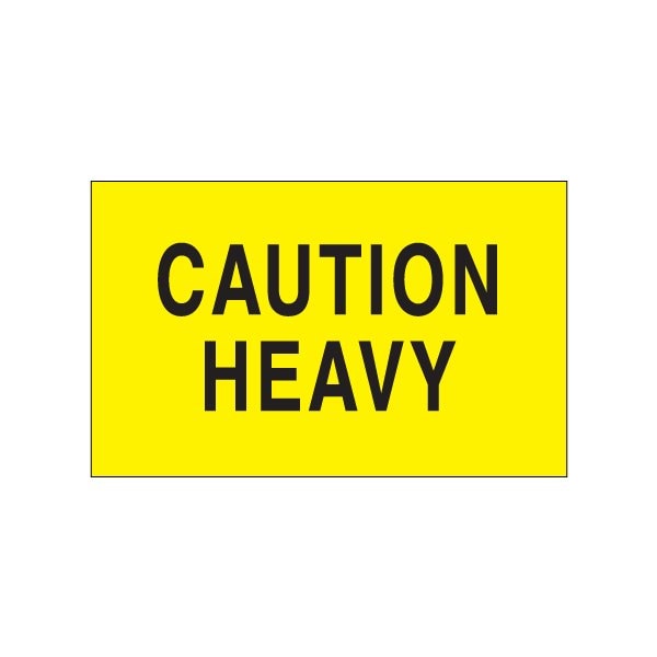 Bsc Preferred 3 x 5'' - ''Caution - Heavy'' Fluorescent Yellow Labels BUY00024038 - main